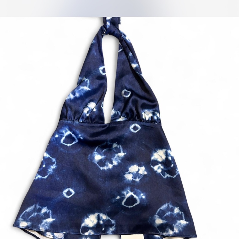 Zara Blue Tie-Dye Halter Tank Top